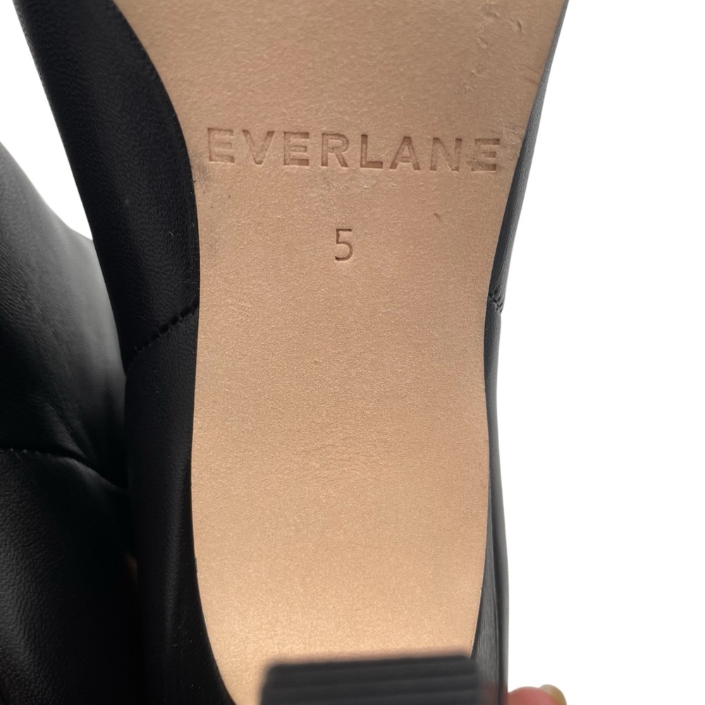 NEW Everlane Black Leather Knee High Pull On Banana Heel Boot in Size 5 - Picture 11 of 16